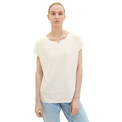 TOM TAILOR Damer T-shirt 1035892, 10315 Whisper White, XXS TOM TAILOR Damer T-shirt 1035892, 10315 Whisper White, XXS