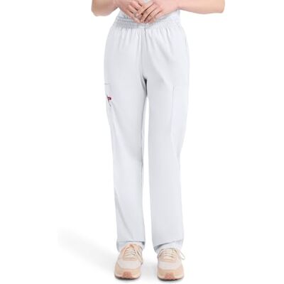 Dickies EDS signatur kvinnor scrubs byxa naturlig stigning avsmalnande ben pull-on 86106, Vitt, XL/lång Dickies EDS signatur kvinnor scrubs byxa naturlig stigning avsmalnande ben pull-on 86106, Vitt, XL/lång