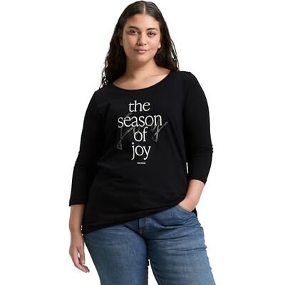 TOM TAILOR Plussize dam-t-shirt, 14482 – djup svart, 46 plus size TOM TAILOR Plussize dam-t-shirt, 14482 – djup svart, 46 plus size