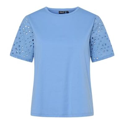 PIECES dam Pctandrea Ss Embrodiery T-Shirt JRS Bc, Ljusblå, M PIECES dam Pctandrea Ss Embrodiery T-Shirt JRS Bc, Ljusblå, M