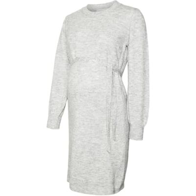 MAMALICIOUS Mlnewanne L/S Abk Knit Dress A. Noos, Ljusgrå melange, S MAMALICIOUS Mlnewanne L/S Abk Knit Dress A. Noos, Ljusgrå melange, S