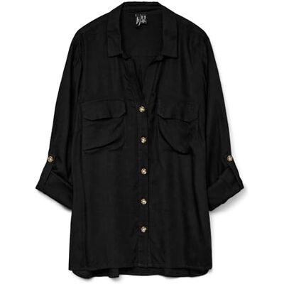 VERO MODA CURVE Vmbumpy L/S skjorta New Curve Noos blus, svart, 46/L VERO MODA CURVE Vmbumpy L/S skjorta New Curve Noos blus, svart, 46/L