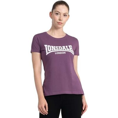 Lonsdale London CARTMEL T-shirt för kvinnor, svart basics, vardagskläder, streetwear, Aubergine/vit, XXL Lonsdale London CARTMEL T-shirt för kvinnor, svart basics, vardagskläder, streetwear, Aubergine/vit, XXL