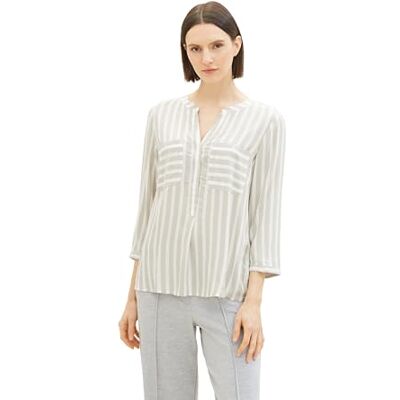 TOM TAILOR damblus, 34820 – grön offwhite randig, 34 TOM TAILOR damblus, 34820 – grön offwhite randig, 34