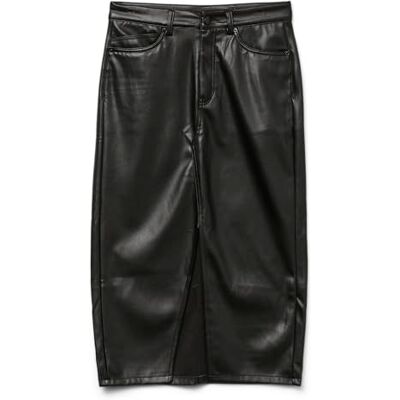 VERO MODA Damer Vmnatalie Hr Midi Pl Skirt Noos, svart, L VERO MODA Damer Vmnatalie Hr Midi Pl Skirt Noos, svart, L