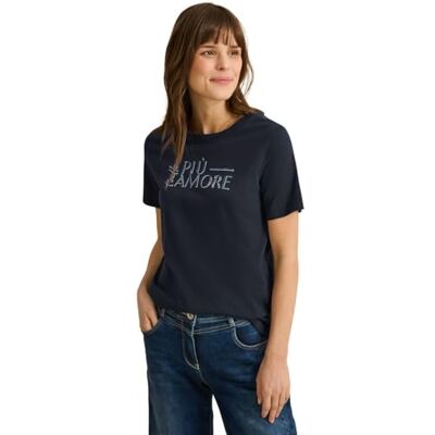 Cecil dam-t-shirt med Wording, Universal blå, XS Cecil dam-t-shirt med Wording, Universal blå, XS