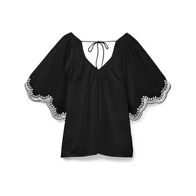 VERO MODA Vmdiana 2/4 V-hals topp WVN Btq, svart, S VERO MODA Vmdiana 2/4 V-hals topp WVN Btq, svart, S