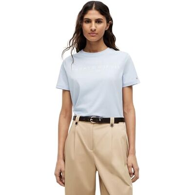 Tommy Hilfiger REG CORP LOGO C-NK SS WW0WW40276, blå, M, Blå (Breezy Blue), M Tommy Hilfiger REG CORP LOGO C-NK SS WW0WW40276, blå, M, Blå (Breezy Blue), M