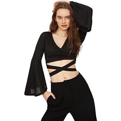 Trendyol Kvinnors svart stickad blus blus, svart, extra stor Trendyol Kvinnors svart stickad blus blus, svart, extra stor