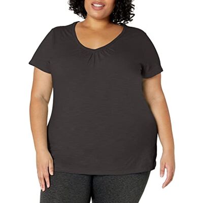 Just My Size Kortärmad t-shirt med V-ringad hals för kvinnor, Svart, 1X Just My Size Kortärmad t-shirt med V-ringad hals för kvinnor, Svart, 1X