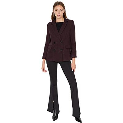 Trendyol dam vanlig dubbelknäppt vanligt tyg kavaj coat, bordeaux, 40 EU, Burgund, 40 Trendyol dam vanlig dubbelknäppt vanligt tyg kavaj coat, bordeaux, 40 EU, Burgund, 40