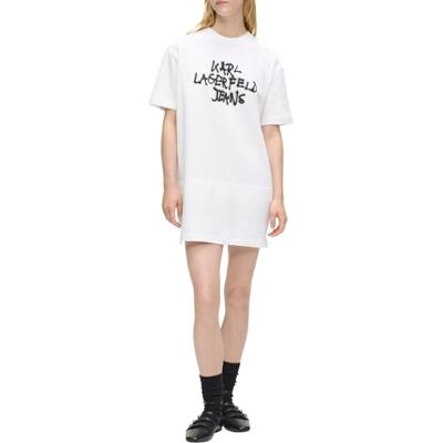 KARL LAGERFELD JEANS , kvinnor, graffiti teklänning, vit, XL, Vit, XL KARL LAGERFELD JEANS , kvinnor, graffiti teklänning, vit, XL, Vit, XL