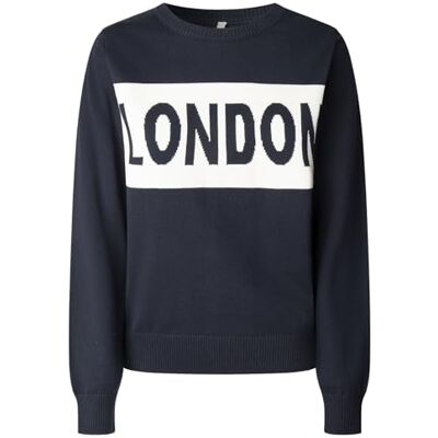 Pepe Jeans dam W Intarsia-tröja II stickat, blå (marinblå), L, Blå (marinblå), L Pepe Jeans dam W Intarsia-tröja II stickat, blå (marinblå), L, Blå (marinblå), L