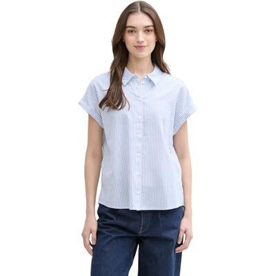 TOM TAILOR Denim damblus, 37254 – Vit blå vertikal remsa, XL TOM TAILOR Denim damblus, 37254 – Vit blå vertikal remsa, XL