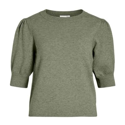 Vila Female stickad topp VIRIL kortärmad, Oljegrön, XXL Vila Female stickad topp VIRIL kortärmad, Oljegrön, XXL