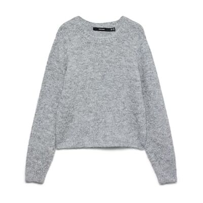 VERO MODA VMNOVAH LS O-hals tröja GA NOOS, Medium grå melerad, XL VERO MODA VMNOVAH LS O-hals tröja GA NOOS, Medium grå melerad, XL