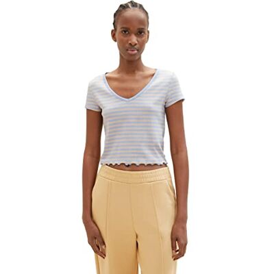 TOM TAILOR Denim dam T-tröja 1036538, 31710 – Mid Blue Sand Stripe, XS TOM TAILOR Denim dam T-tröja 1036538, 31710 – Mid Blue Sand Stripe, XS