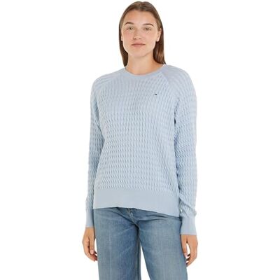 Tommy Hilfiger dam CO kabel C-NK tröja blå XXL, Breezy Blue, XXL Tommy Hilfiger dam CO kabel C-NK tröja blå XXL, Breezy Blue, XXL