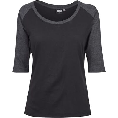Urban Classics Dam dam 3/4 kontrast raglan T-shirt t-shirt, flerfärgad (svart/charcoal), XL Urban Classics Dam dam 3/4 kontrast raglan T-shirt t-shirt, flerfärgad (svart/charcoal), XL