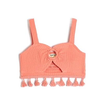 Koton Girls's crop top cuted out detalj Heart Neck straps linne, Rosa (274), 4-5 Jahre Koton Girls's crop top cuted out detalj Heart Neck straps linne, Rosa (274), 4-5 Jahre