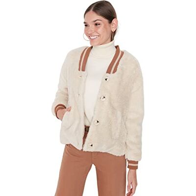 Trendyol Dam, regular, bomberjackor, Plain tyg, vinterjacka, rock, ecru, XS Trendyol Dam, regular, bomberjackor, Plain tyg, vinterjacka, rock, ecru, XS