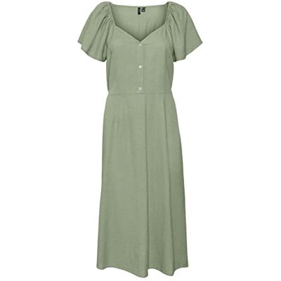 VERO MODA Dam Vmmymilo Ss Calf Dress WVN Ga klänning, Reseda, L VERO MODA Dam Vmmymilo Ss Calf Dress WVN Ga klänning, Reseda, L