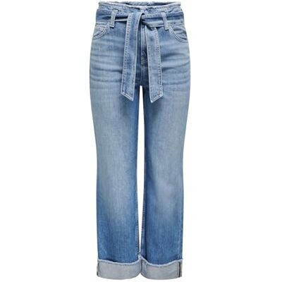ONLY Onlmaddie Ex HW WD BLT Fldup DNM 025Noos, medium denim blå, 27 W x 32 l dam, Medium Denim Blå, 27W / 32L ONLY Onlmaddie Ex HW WD BLT Fldup DNM 025Noos, medium denim blå, 27 W x 32 l dam, Medium Denim Blå, 27W / 32L