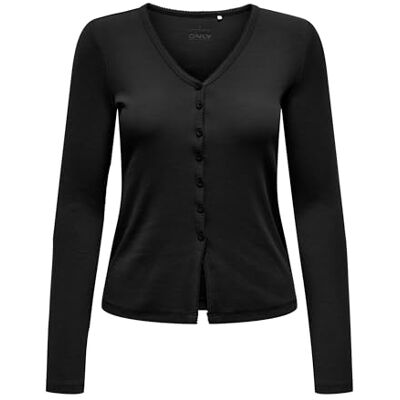 ONLY Onlbetty Life L/S Scallop Top Cc JRS, svart, S ONLY Onlbetty Life L/S Scallop Top Cc JRS, svart, S