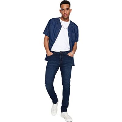 Trendyol Herr plusstorlek normal midja smal passform smala jeans, marinblå, 48 SE Trendyol Herr plusstorlek normal midja smal passform smala jeans, marinblå, 48 SE