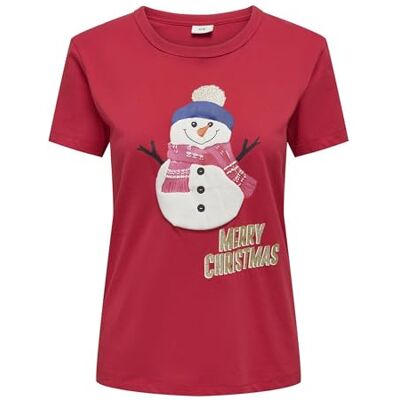 JDY michigan Life S/S Xmas Top JRS Atk, Äkta röd, L JDY michigan Life S/S Xmas Top JRS Atk, Äkta röd, L