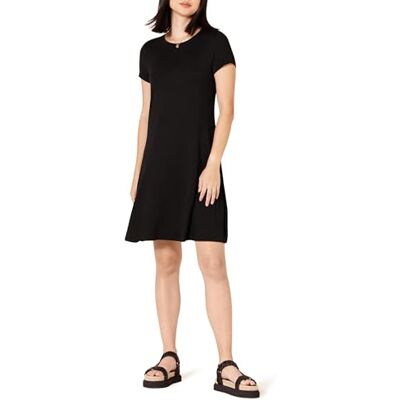 Amazon Essentials Dam solid kortärmad scoopneck swingklänning, svart, M Amazon Essentials Dam solid kortärmad scoopneck swingklänning, svart, M