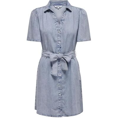 ONLY Onlhelena Ss Belted DNM Qyt Short Dress för kvinnor, Ljusblå denim, L ONLY Onlhelena Ss Belted DNM Qyt Short Dress för kvinnor, Ljusblå denim, L