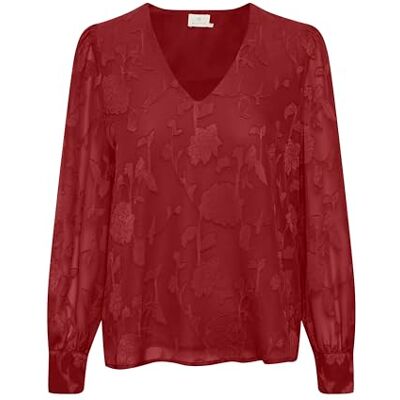 KAFFE dam Dam Blus V-neck Jaquardduk Tyg Vanlig Passform Långa Ärmar Blus KAFFE dam Dam Blus V-neck Jaquardduk Tyg Vanlig Passform Långa Ärmar Blus