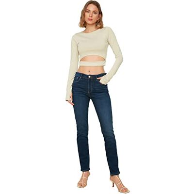 Trendyol Dam blå hög midja skinny jeans, blå, 34 SE Trendyol Dam blå hög midja skinny jeans, blå, 34 SE