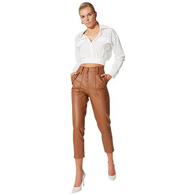 Trendyol Dambyxor Camel Front knappade byxor, Kamel, 34 SE Trendyol Dambyxor Camel Front knappade byxor, Kamel, 34 SE