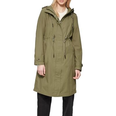 QS Dam parkas med huva av bomull – funktionell för fritid och övergång, Olivgrön, L QS Dam parkas med huva av bomull – funktionell för fritid och övergång, Olivgrön, L