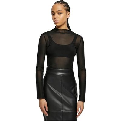 Urban Classics Dam Mesh Turtleneck Body T-shirt, svart, 5XL Urban Classics Dam Mesh Turtleneck Body T-shirt, svart, 5XL