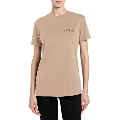 Replay kortärmad dam-t-shirt, 023 sand (beige), XS Replay kortärmad dam-t-shirt, 023 sand (beige), XS
