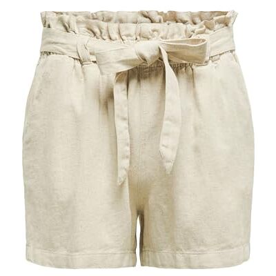 JDY Casual Beige Shorts för kvinnor med skärp i ton, Havre/detalj: melange, 36 JDY Casual Beige Shorts för kvinnor med skärp i ton, Havre/detalj: melange, 36