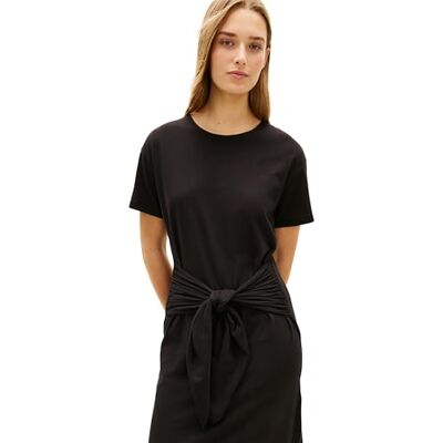 Tommy Hilfiger Co Slub Knot Midi DRS Ww0www48747 T-shirt klänning, svart (svart), S dam Tommy Hilfiger Co Slub Knot Midi DRS Ww0www48747 T-shirt klänning, svart (svart), S dam