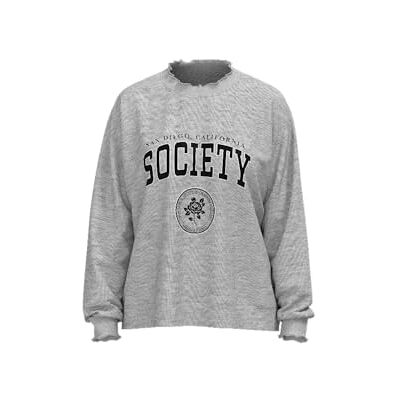 PIECES PCMALIAH LS Print Sweat, Ljusgrå melange/tryck: svart, M PIECES PCMALIAH LS Print Sweat, Ljusgrå melange/tryck: svart, M