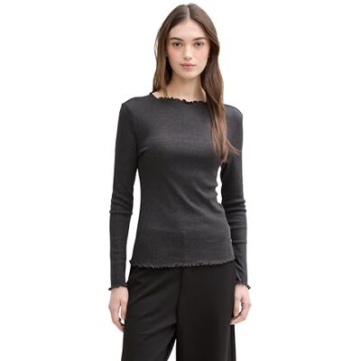 TOM TAILOR Denim dam långärmad T-shirt, 10522 – Skaftgrå melerad, XL TOM TAILOR Denim dam långärmad T-shirt, 10522 – Skaftgrå melerad, XL