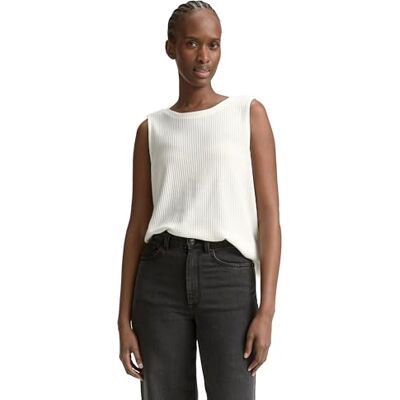 TOM TAILOR Denim dam lös passform topp med våffelstruktur, 10332 – Benvit, XS TOM TAILOR Denim dam lös passform topp med våffelstruktur, 10332 – Benvit, XS