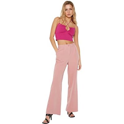 Trendyol Dambyxor dam dam normal midja vida ben byxor byxor, Torkad ros, 34 SE Trendyol Dambyxor dam dam normal midja vida ben byxor byxor, Torkad ros, 34 SE