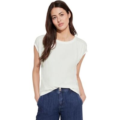 Street One T-shirt i materialblandning, Intensiv aqua, 34 Street One T-shirt i materialblandning, Intensiv aqua, 34
