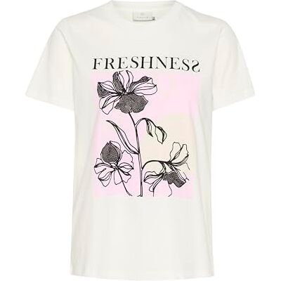 KAFFE T-shirt uttalande T-shirt Crew Neck Regular Fit kortärmad dam, krita, XL KAFFE T-shirt uttalande T-shirt Crew Neck Regular Fit kortärmad dam, krita, XL