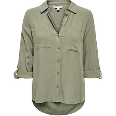 ONLY Dam asmin-Siesta Ls Linen Bl Shirt PNT, Deep Lichen Green, Medium ONLY Dam asmin-Siesta Ls Linen Bl Shirt PNT, Deep Lichen Green, Medium