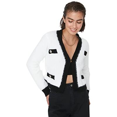 Trendyol Damen Farbblock Lange Ärmel Regulär Strickjacka cardigan tröja, Ecru, M Trendyol Damen Farbblock Lange Ärmel Regulär Strickjacka cardigan tröja, Ecru, M