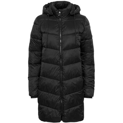 KAFFE dam Women's Puffer Coat High Collar Hooded Mid-thigh Length Zipper Regular Fit Coat KAFFE dam Women's Puffer Coat High Collar Hooded Mid-thigh Length Zipper Regular Fit Coat