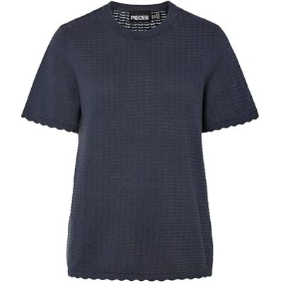 PIECES Pcscout Ss O-Neck Knit Bc, Amber blå, M PIECES Pcscout Ss O-Neck Knit Bc, Amber blå, M